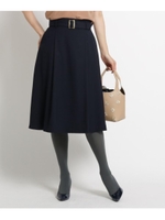 【洗える】ツイルストレッチベルテッドスカート/ネイビー(093)