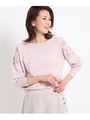 【洗える】フラワーパフスリーブニット/ピンク(172)