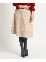 【洗える】フロッキーフレアミモレスカート/ベージュ(452)