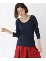 【洗える】ラウンドネックテレコカットソー/ネイビー(093)