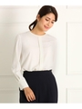 【洗える】比翼風タックブラウス/オフホワイト(003)