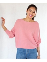 【洗濯可】リブドルマンプルオーバーニット/ピンク(072)