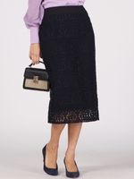 【大きいサイズ】オーナメントレーススカート/ネイビー