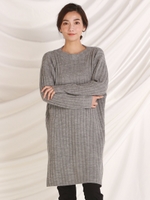 【大きいサイズ】ライトカールチュニックニット/ライトグレー