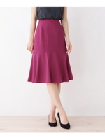 【大きいサイズあり・13号・15号】落ち感きれいな切り替えフレアスカート/ペルシアンレッド(074)