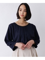 【大きいサイズあり・17号・19号】ネックビーズ使いプルオーバー/ネイビー(093)