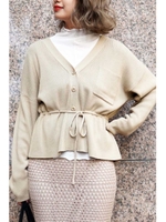 ◆ウエストブラウジングニットカーディガン/ベージュ(040)