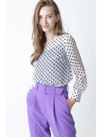 ◆ドットオパールボートネックブラウス/ホワイト1(031)