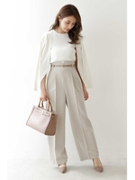 ◆ベルト付きハイウエストパンツ/ベージュ(040)