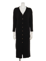 Ｖネックヒートリブロングカーディガン/ブラック