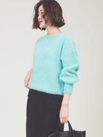 アンゴラ混カラーニット/ライトグリーン