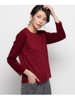 ウール混シャイニーストライプニット/ボルドー(064)