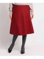 ウール混ミモレフレアスカート/ボルドー(064)