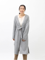 ウエストきゅっと畦ニットカーディガン/杢グレー