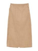 ウエストバックゴムコーデュロイタイトスカート/ライトベージュ