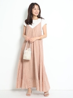 カットソー×レースキャミSET/ライトオレンジ