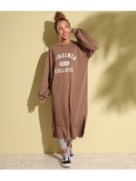 カレッジプリントスリットワンピース/モカ(016)