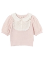 ガーデンレースニットトップス / mille fille closet/ピンク