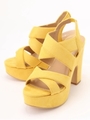 クロスストラップヒールサンダル/イエロー
