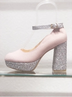 グリッターチャンキーヒールパンプス/PK-C