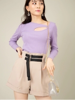 グログランベルト付きミニボトム/ベージュ