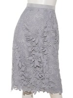 ケミカルフラワーレースタイトスカート/ライトブルー