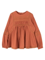 コットンレースデザインブラウス/オレンジ