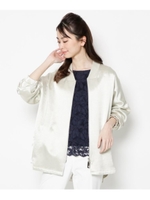 サテンツイルジップブルゾン/ライトベージュ(051)