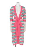 シースルーボーダーロングカーディガン/PK