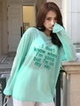 シースルーロゴプリントTシャツ/グリーン