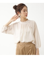 シフォンフリルタックブラウス/ライトベージュ(051)