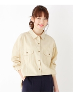 シャンブレーロングビッグシャツ/ライトベージュ(051)