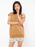 スカーフ切り替えワンショルチュニック/モカ