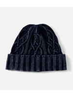 ストーンウォッシュニットケーブルワッチキャップ/BLU