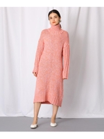 タートルネックミモレ丈ニットワンピース/ライトオレンジ(066)