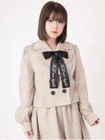 チェックダブルジャケット/モカ