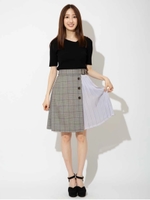 チェックプリーツトレンチスカート/ブラック