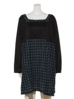 チェック使いスクエアチュニック/ブルー系