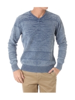 チマヨコットンニットVネック長袖PO/L/BLU1