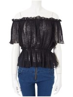 チュールドビーデザインブラウス/ブラック