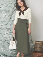 デニムフレアスカート/カーキ