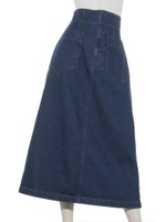 デニムミディパッチポケットスカート/ウォッシュブルー