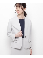 トリアセノーカラーワンボタンジャケット/ライトグレー(011)