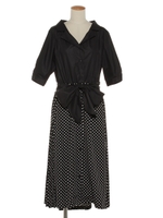 ドットキリカエシャツワンピース/ブラック