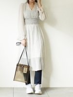 ドットシャーリングワンピース/シロ