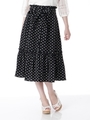 ドット柄ボタンダウンミディスカート/クロ