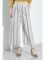 ナチュラルストライプワイドパンツ/ベージュ地×ブラウンライン1(041)