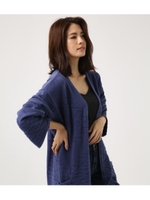 ネイティブ柄ニットカーデ/BLU