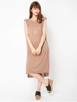 ネックレス付きタックロングカットソー/モカ