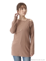 ネックレス付ミセカケレイヤードTシャツA/チャ